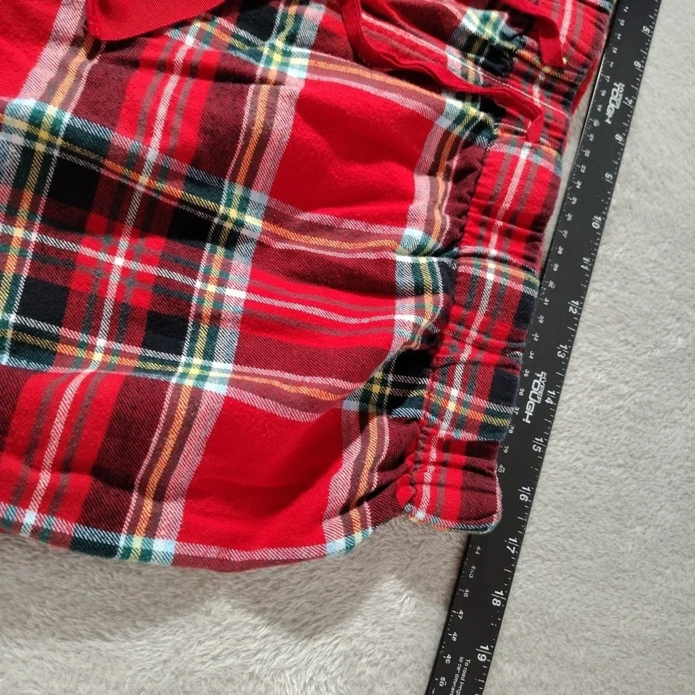 Lot‎ O 2 Lands' End Flannel Pajama Pants Ladies L Red Plaid Camping Warm Winter